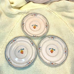 Marmalade Saucers Heart International #8868 Stoneware White Orange cottagecore